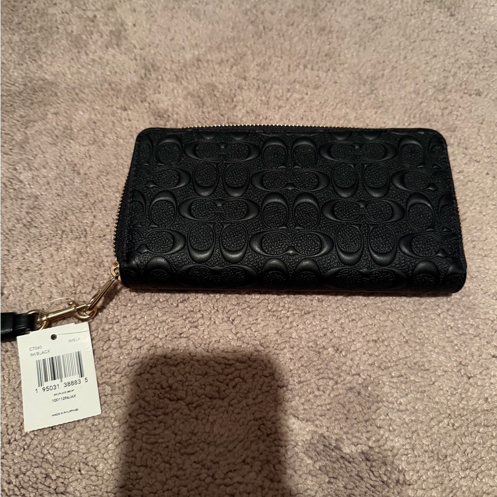 Coach Embossed Black Wristlet - Picture 3 of 3